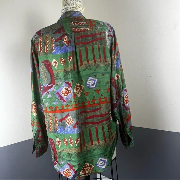 Vintage silk long sleeve shirt - Picture 3 of 5